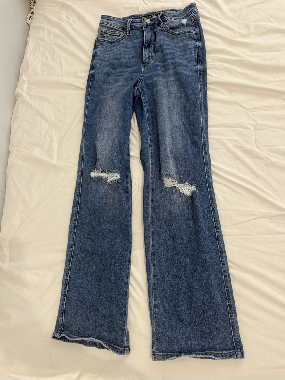 Judy Blue Medium Wash Distressed Flare Jeans